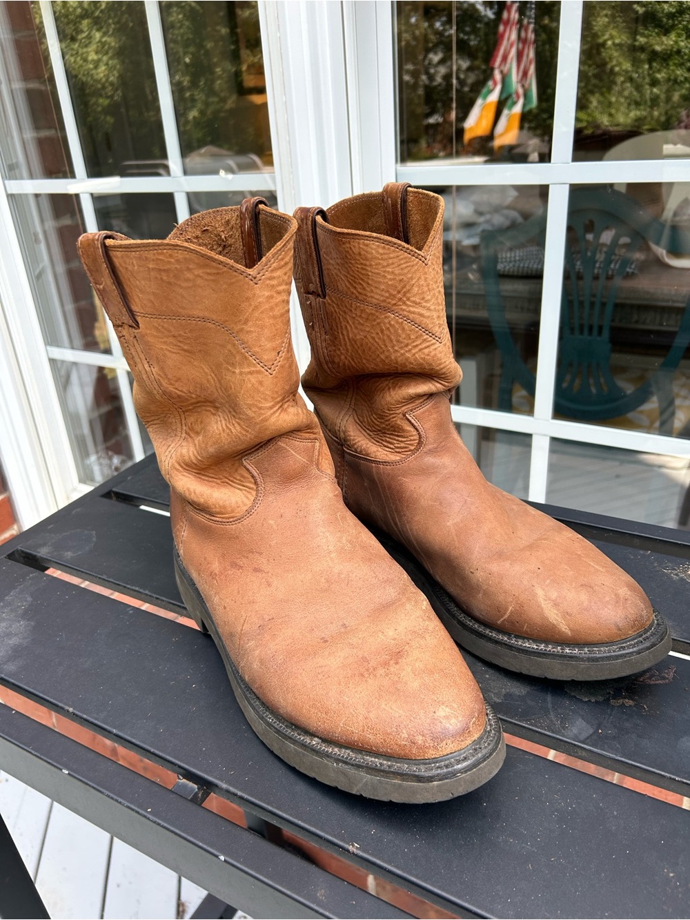 Justin’s Men's Brown Pull-On Work Boots Leather Size 11EEE - Picture 2 of 9
